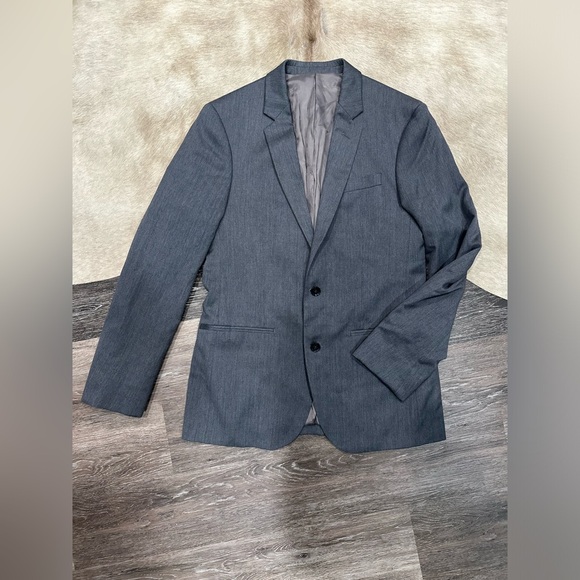 The Blk Tux 38R Tollegno 1900 Gray Suit Jacket Blazer 100% Merino Wool Italy - Picture 2 of 11